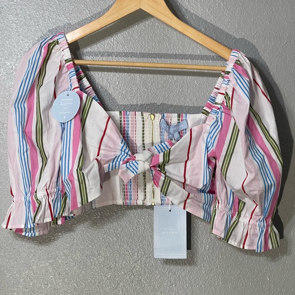 Hill House Tops - NWT Hill House The Isabella Top With Rainbow Stripe Puff Sleeve - SZ M